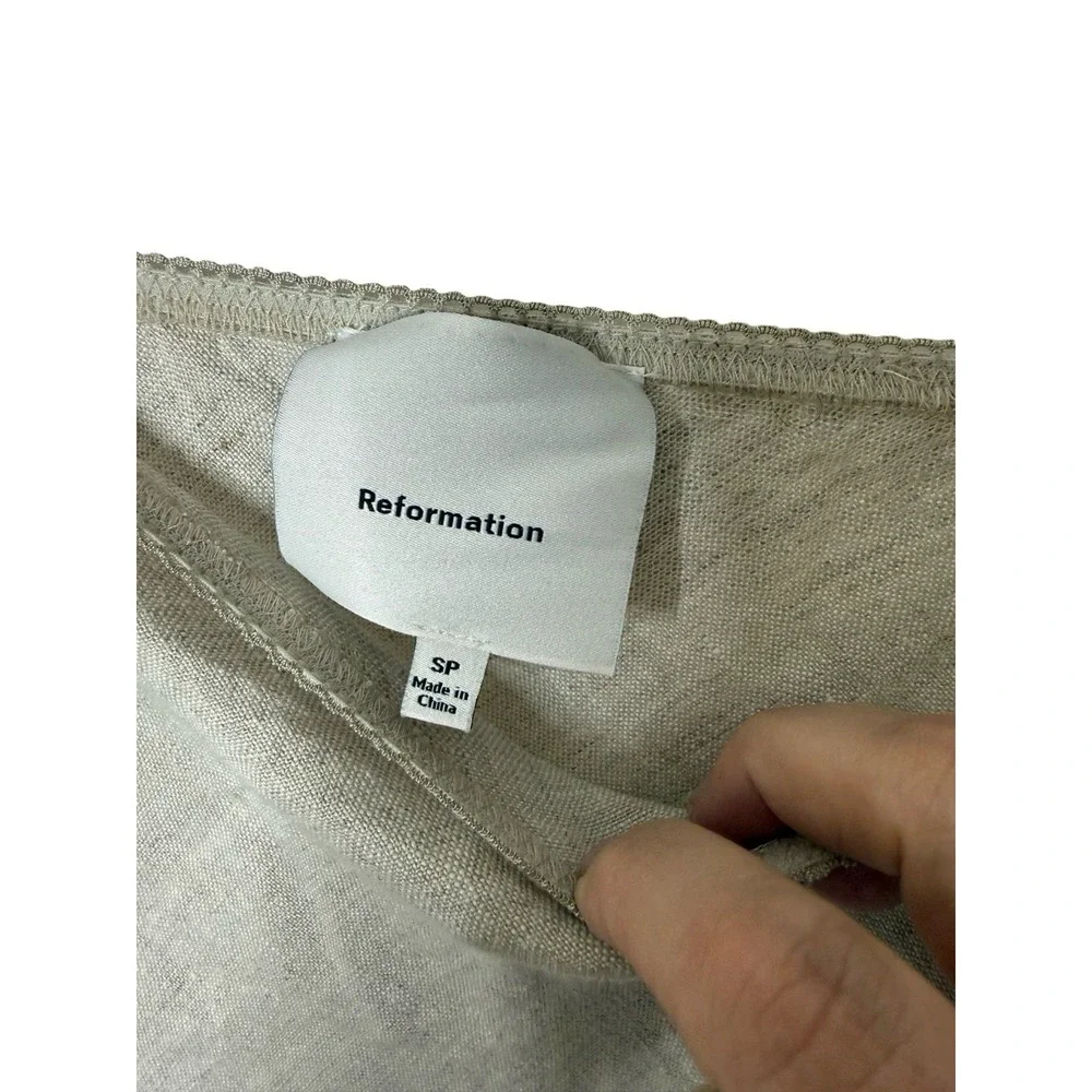 Reformation Layla Linen Skirt Oatmeal small womens